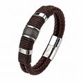 Vintage Leather & Steel Bracelet