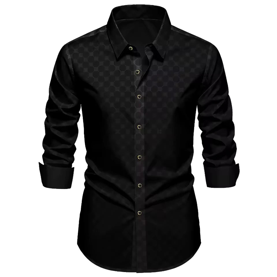 Men’s Black Patterned Casual Shirt