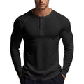 Men’s Stretch Cotton Henley Long Sleeve T-Shirt