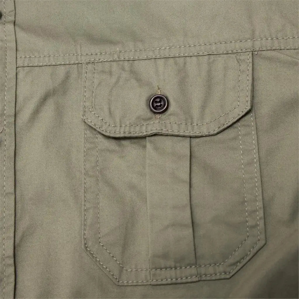 Men’s Cotton Military Cargo Shirt – Short Sleeve Work Shirt