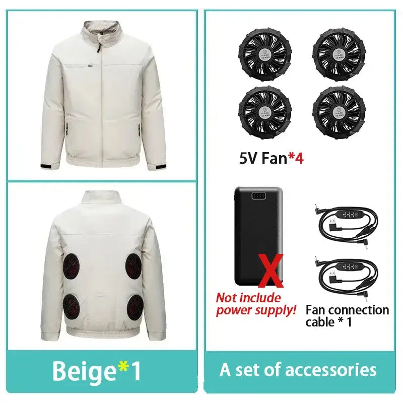 Men’s USB Cooling Fan Jacket – Breathable Outdoor Workwear for Heat Relief