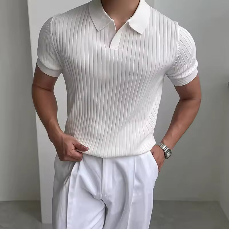 Men's quick-dry open-collar polo in White