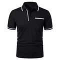 Men's contrast-trim anti-wrinkle polo in Black