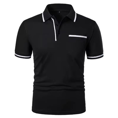 Men's contrast-trim anti-wrinkle polo in Black