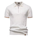 Men's breathable quarter-zip knit polo in White