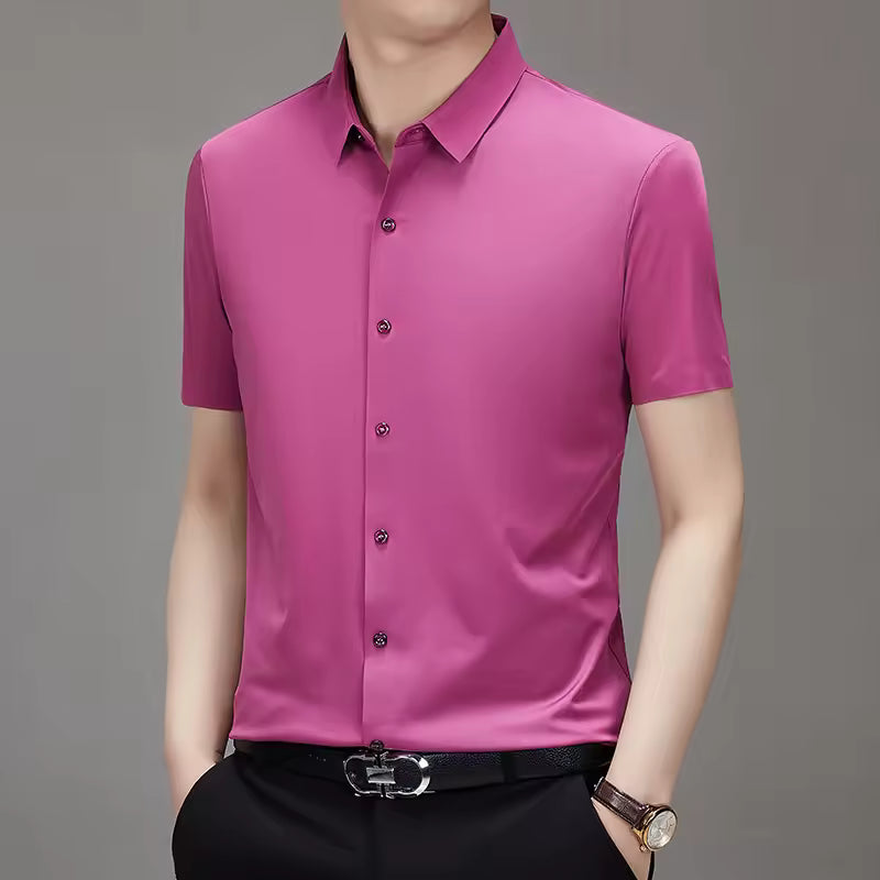 Men's stretch smart-casual shirt in Magenta