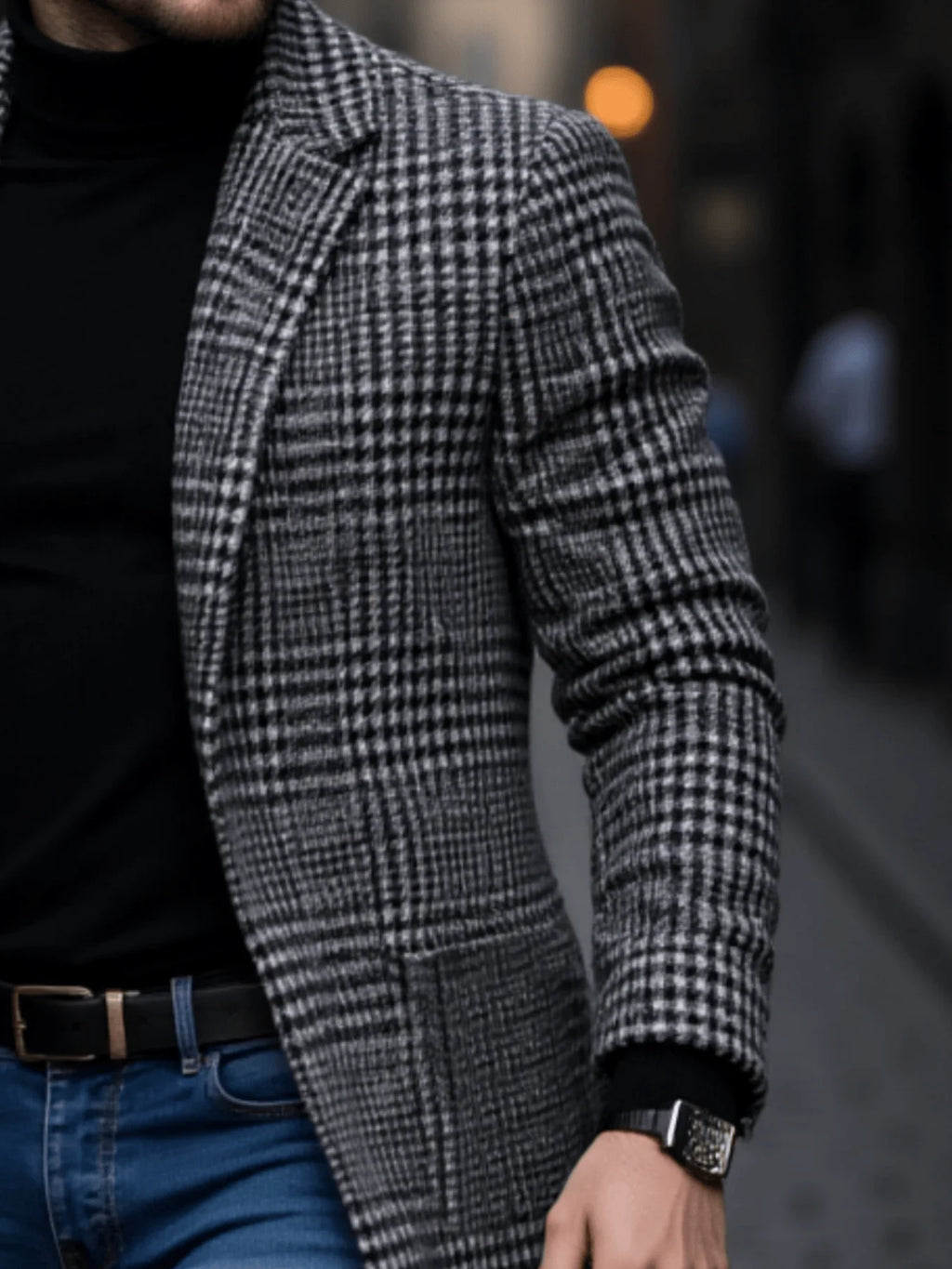 Houndstooth Lined Winter Overcoat