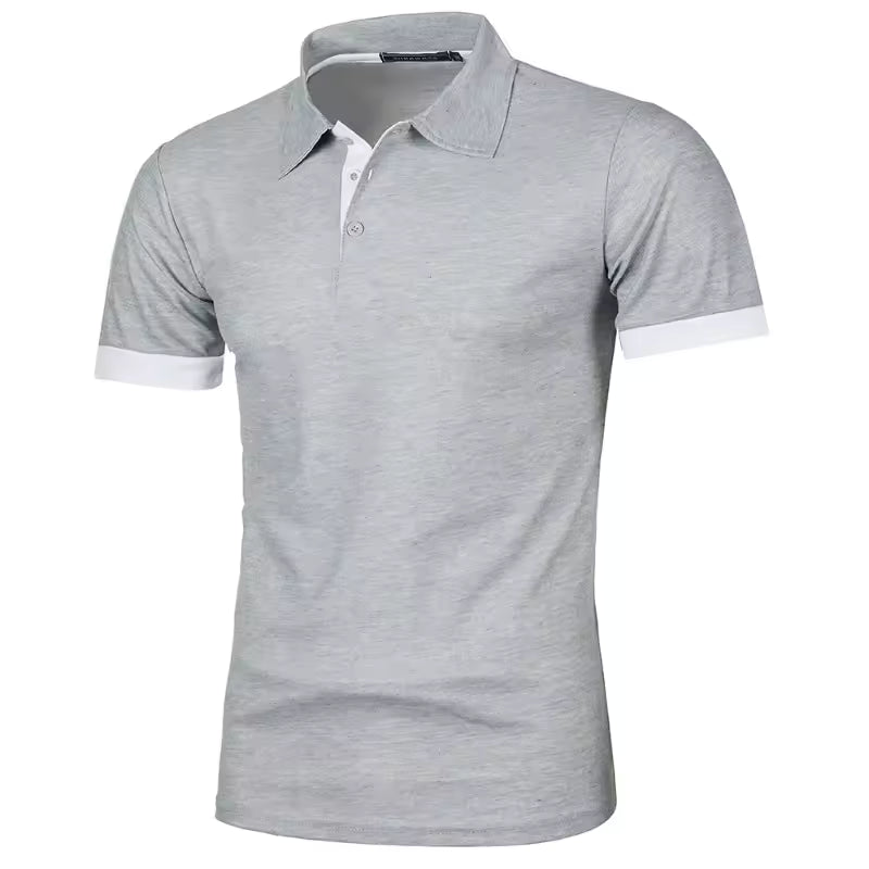 Men's lightweight contrast-detail polo in Grey/White