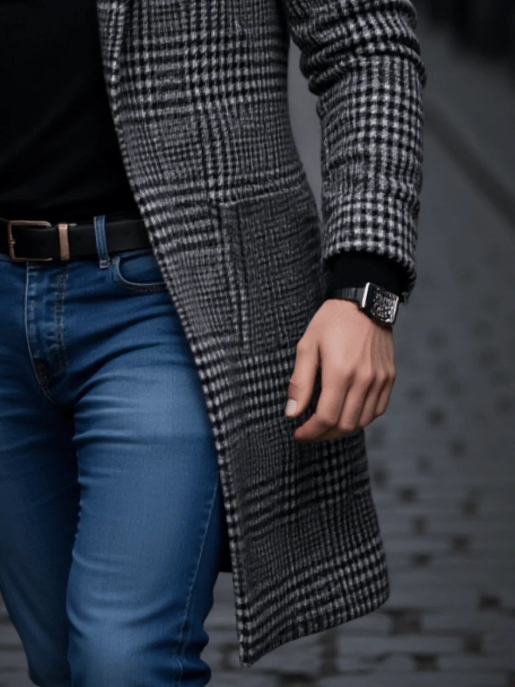 Houndstooth Lined Winter Overcoat