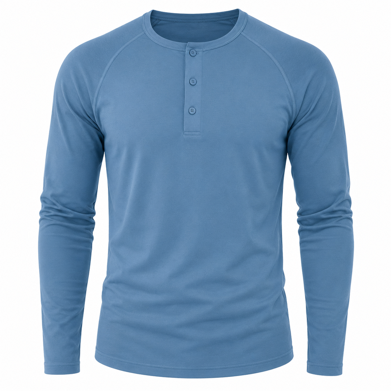 Men’s Stretch Cotton Henley Long Sleeve T-Shirt