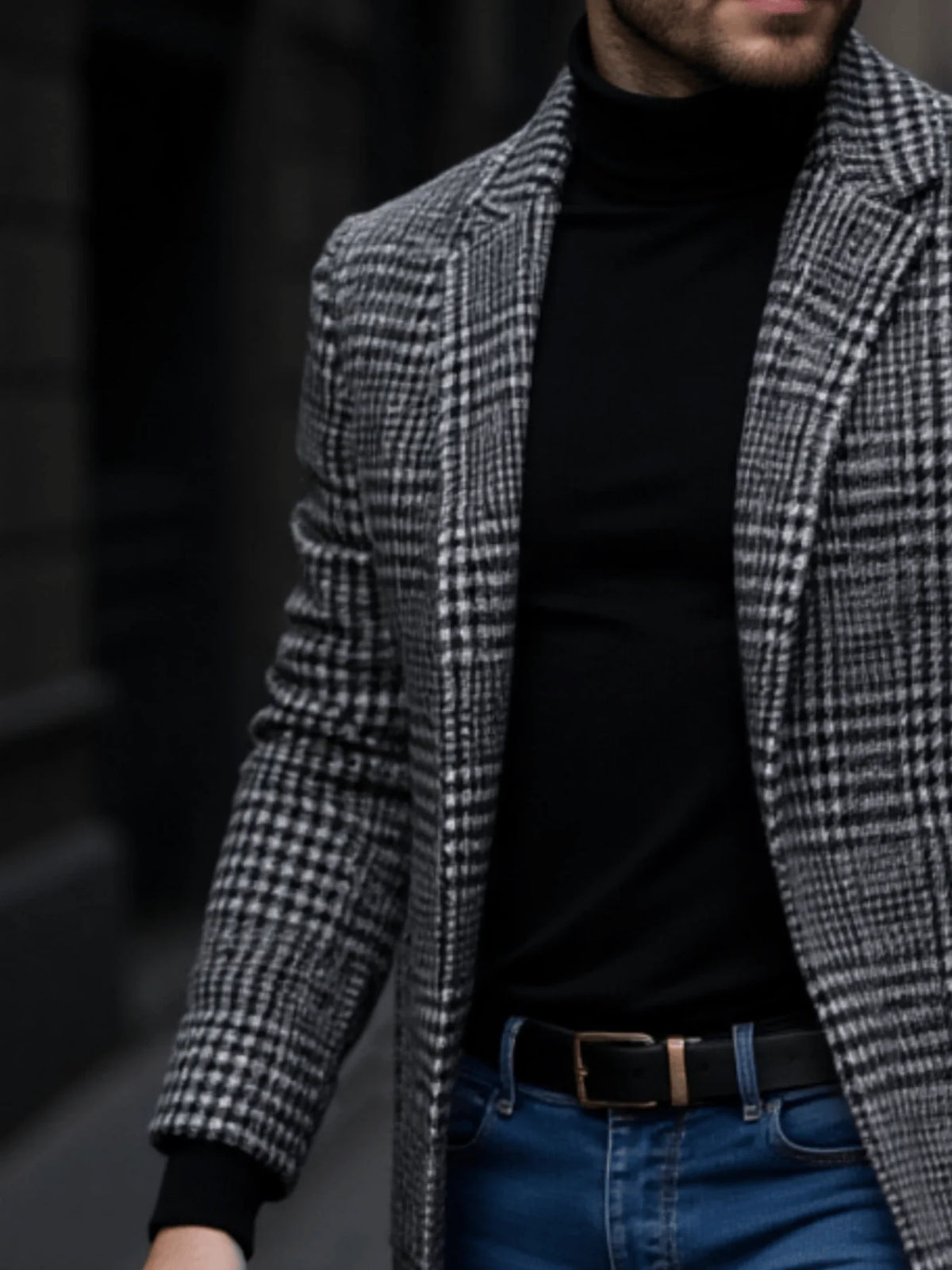 Houndstooth Lined Winter Overcoat
