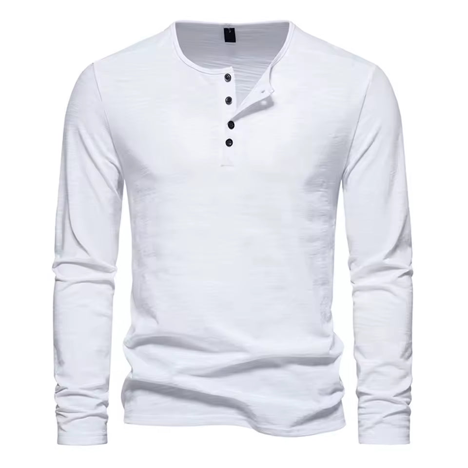Men’s Cotton Long Sleeve Henley T-Shirt