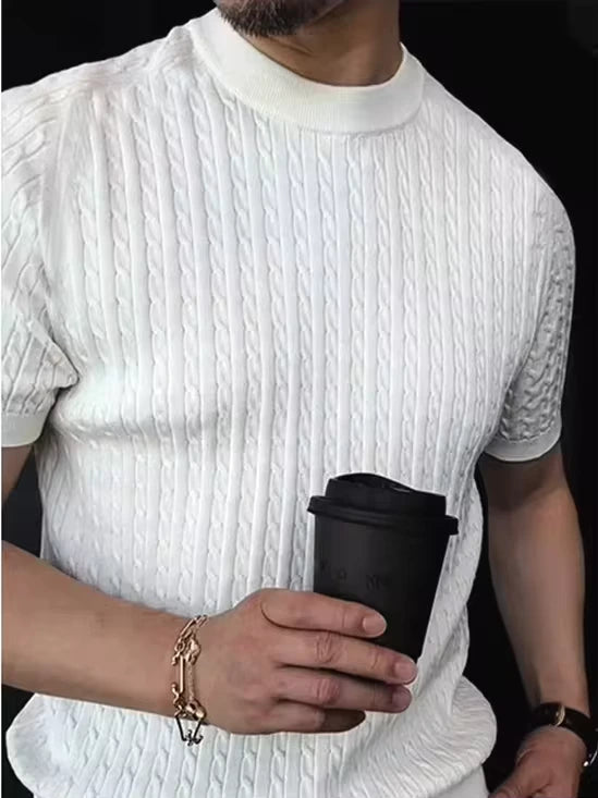 Men’s Cable Knit Slim Fit T-Shirt