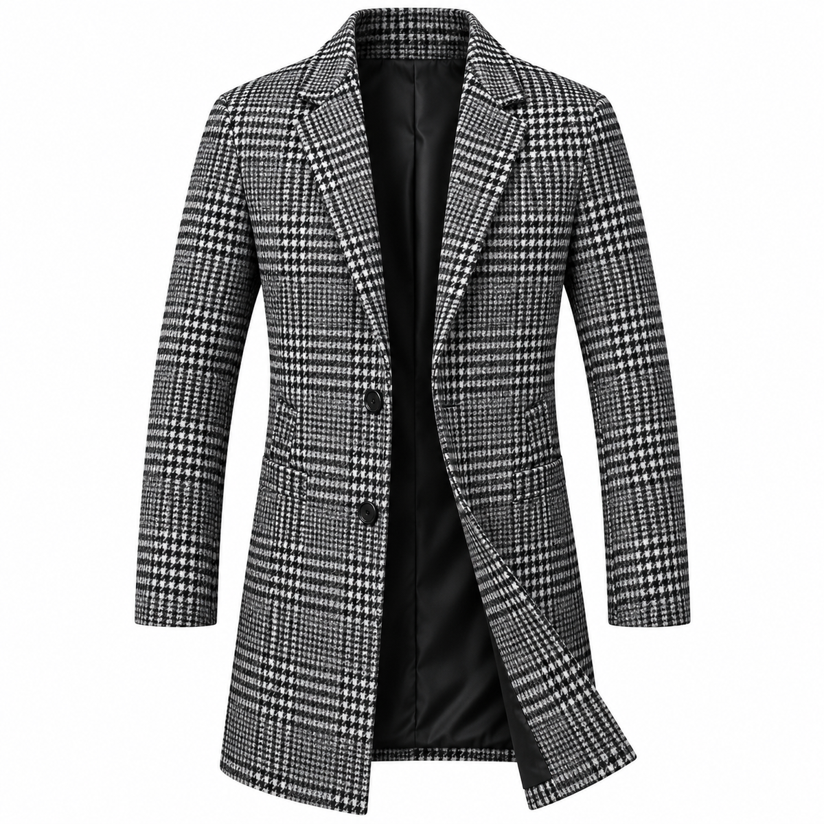 Houndstooth Lined Winter Overcoat