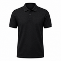 Men's anti-pilling cotton polo in Black on an invisible mannequin