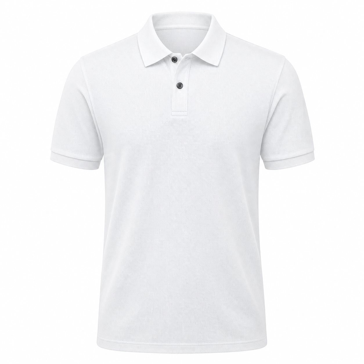 Men's anti-pilling cotton polo in White on an invisible mannequin