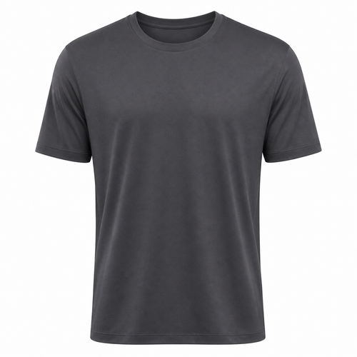 Dark Grey men's breathable moisture-wicking T-shirt on an invisible mannequin
