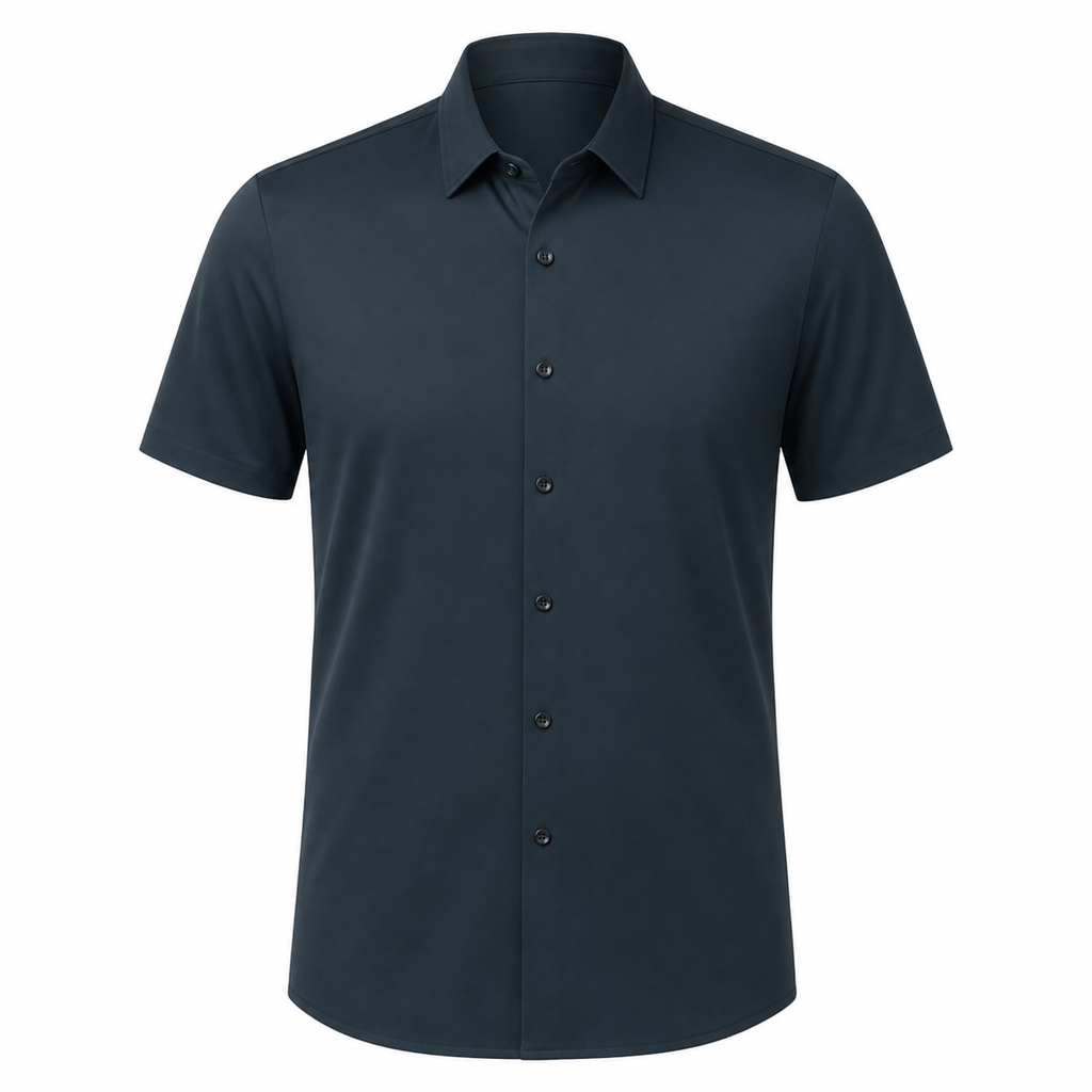 Dark Green men's stretch smart-casual shirt on an invisible mannequin